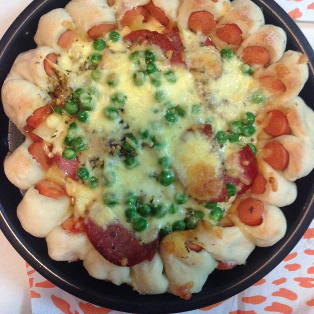 蘑菇火腿心花边比萨