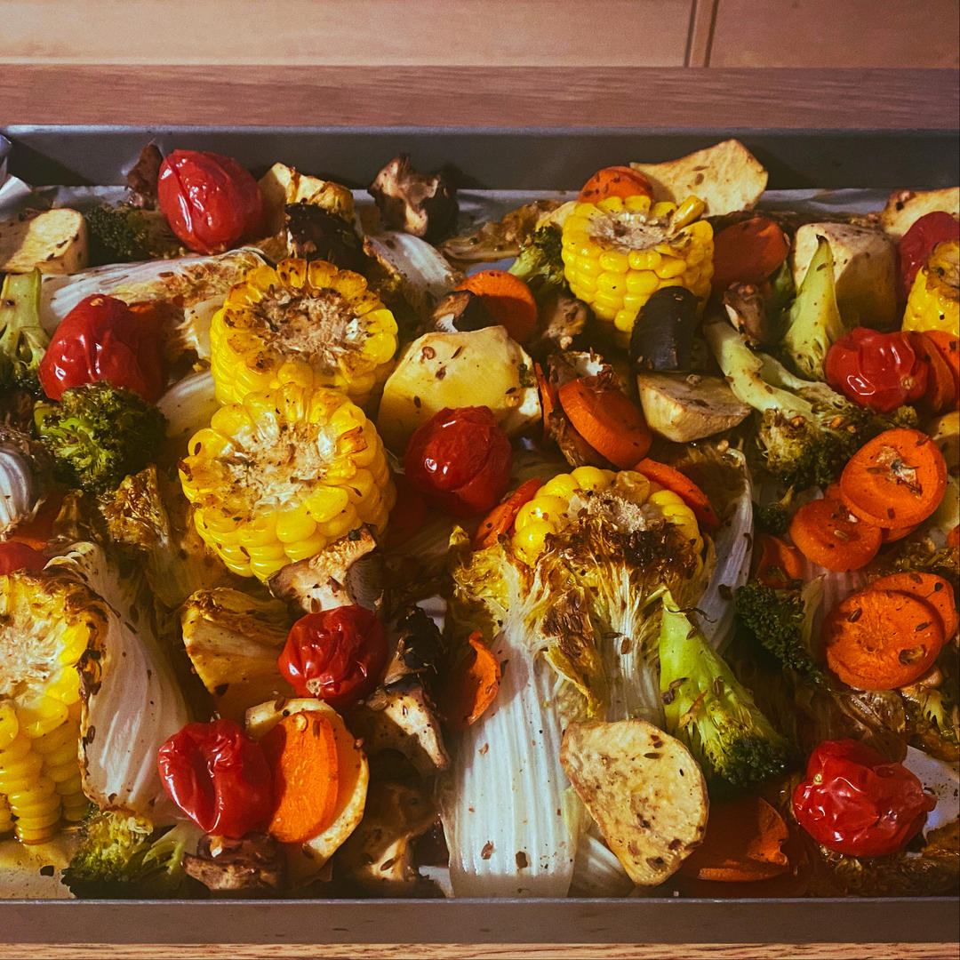 无油低脂烤蔬菜，永远滴神！水煮菜、沙拉吃腻了，来吃这个吧