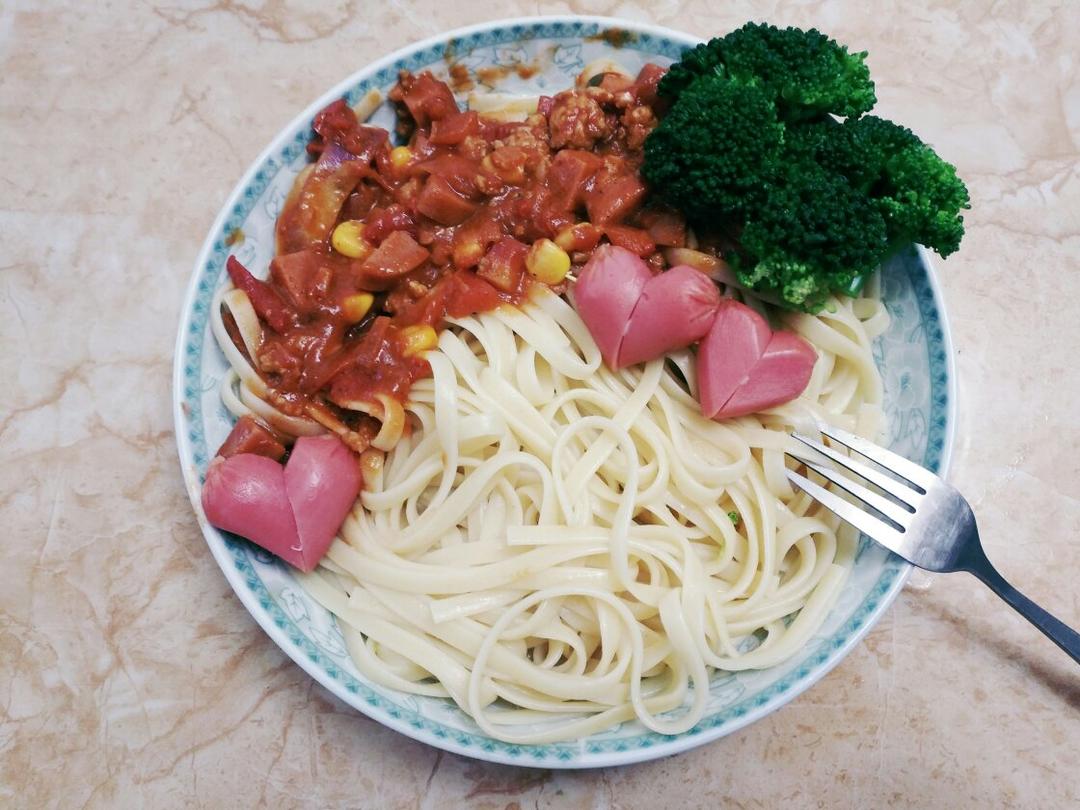 （完胜必胜客的）番茄肉酱意大利面～