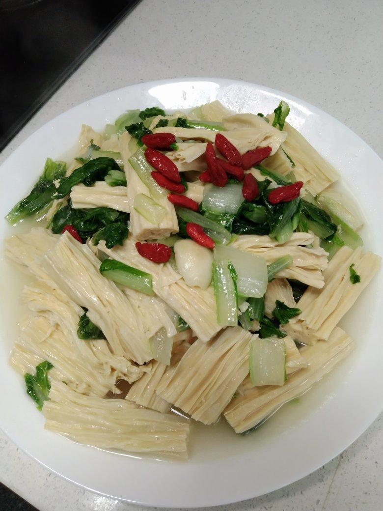 青菜烧腐竹