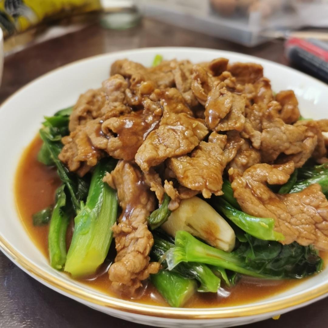 沙茶牛肉炒芥兰