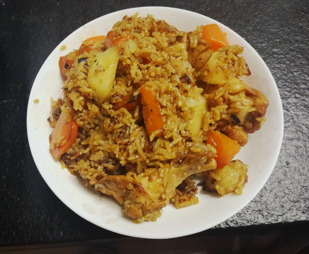 一整只鸡腿的电饭锅焖饭