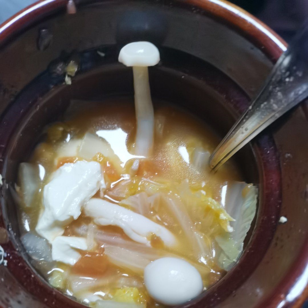 番茄鸡蛋豆腐白菜菇汤
