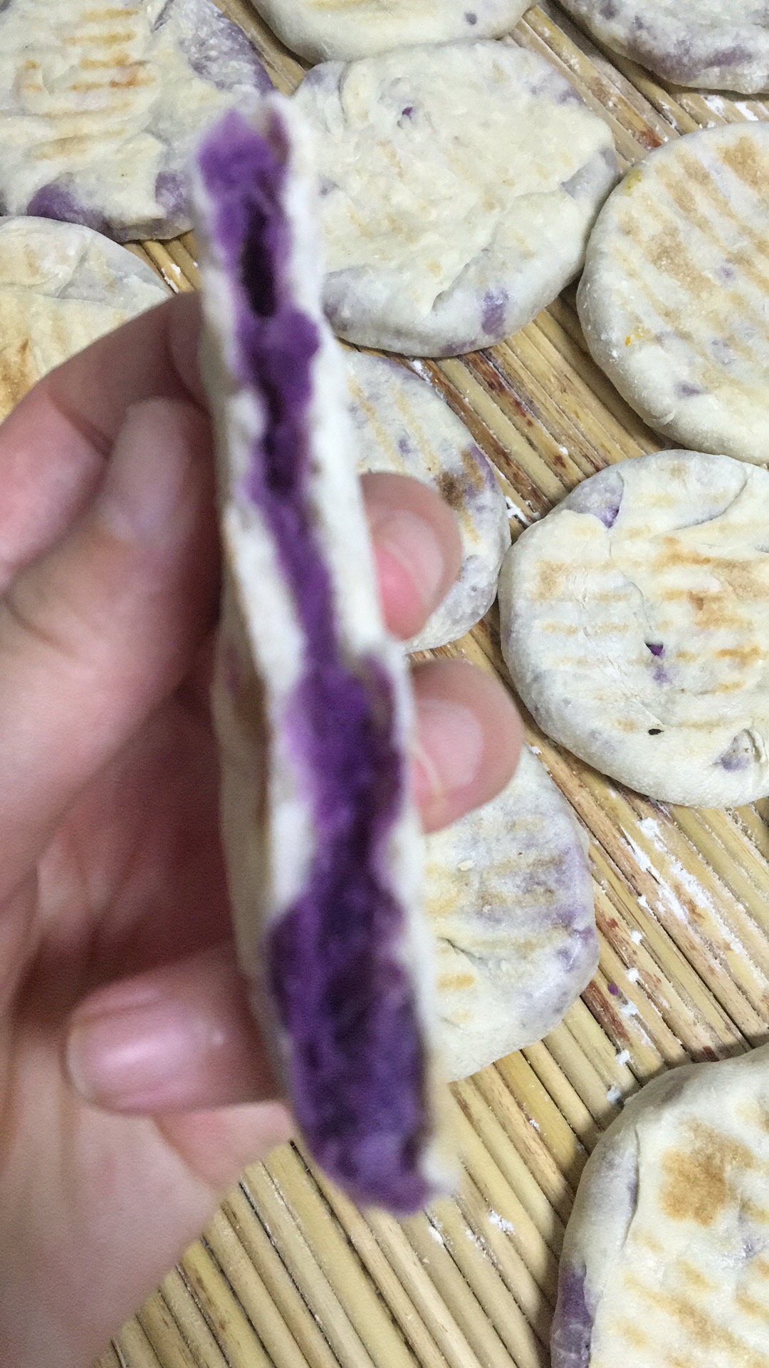 紫薯饼，发面，无油