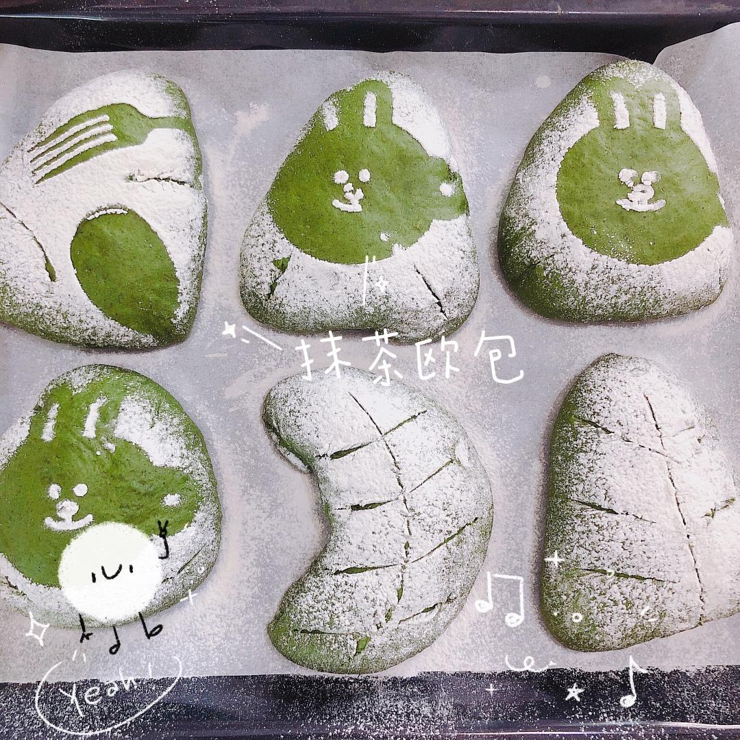 抹茶麻薯红豆软欧包