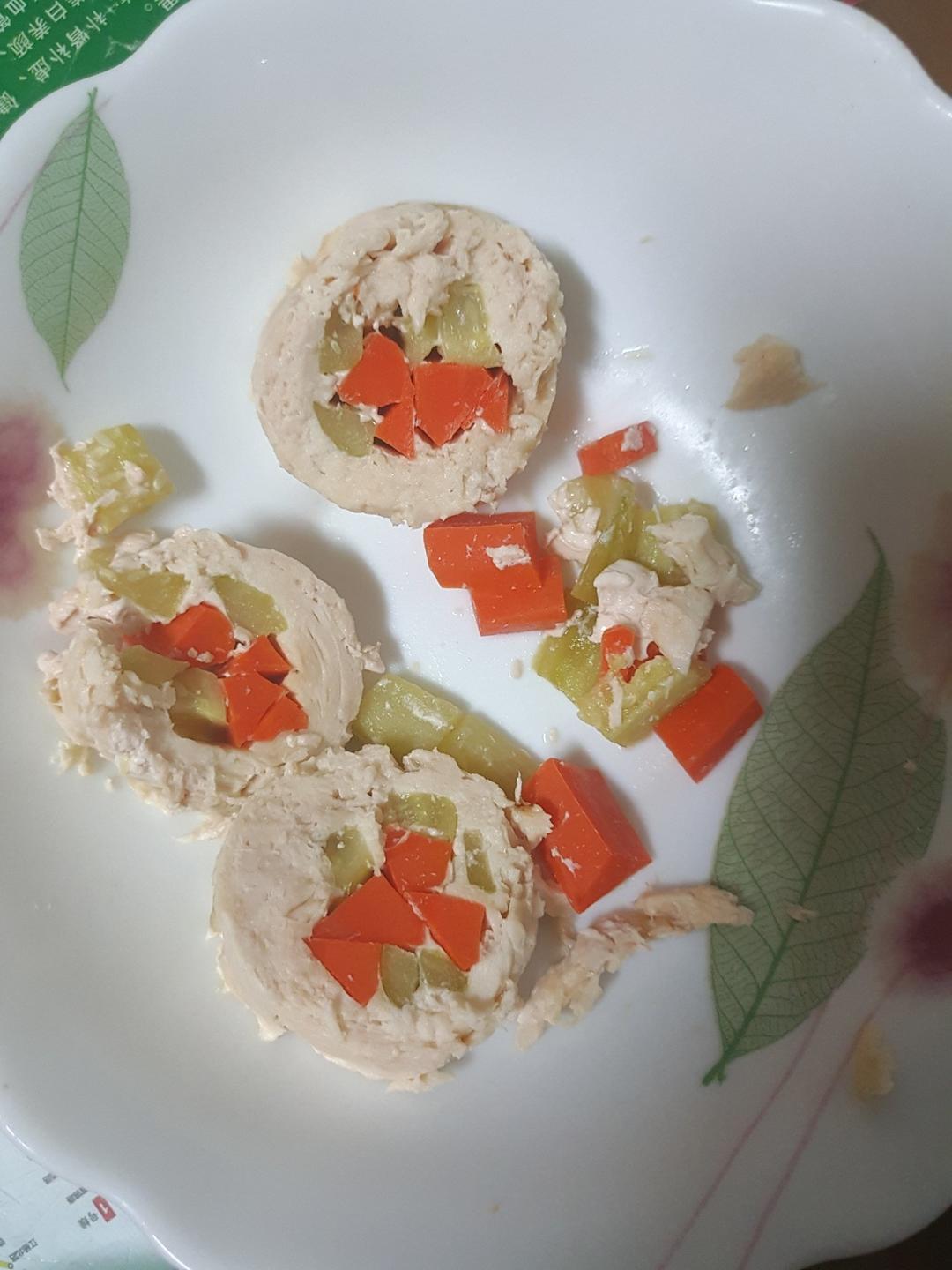 【彩蔬蒸鸡肉卷】腌完蒸一下