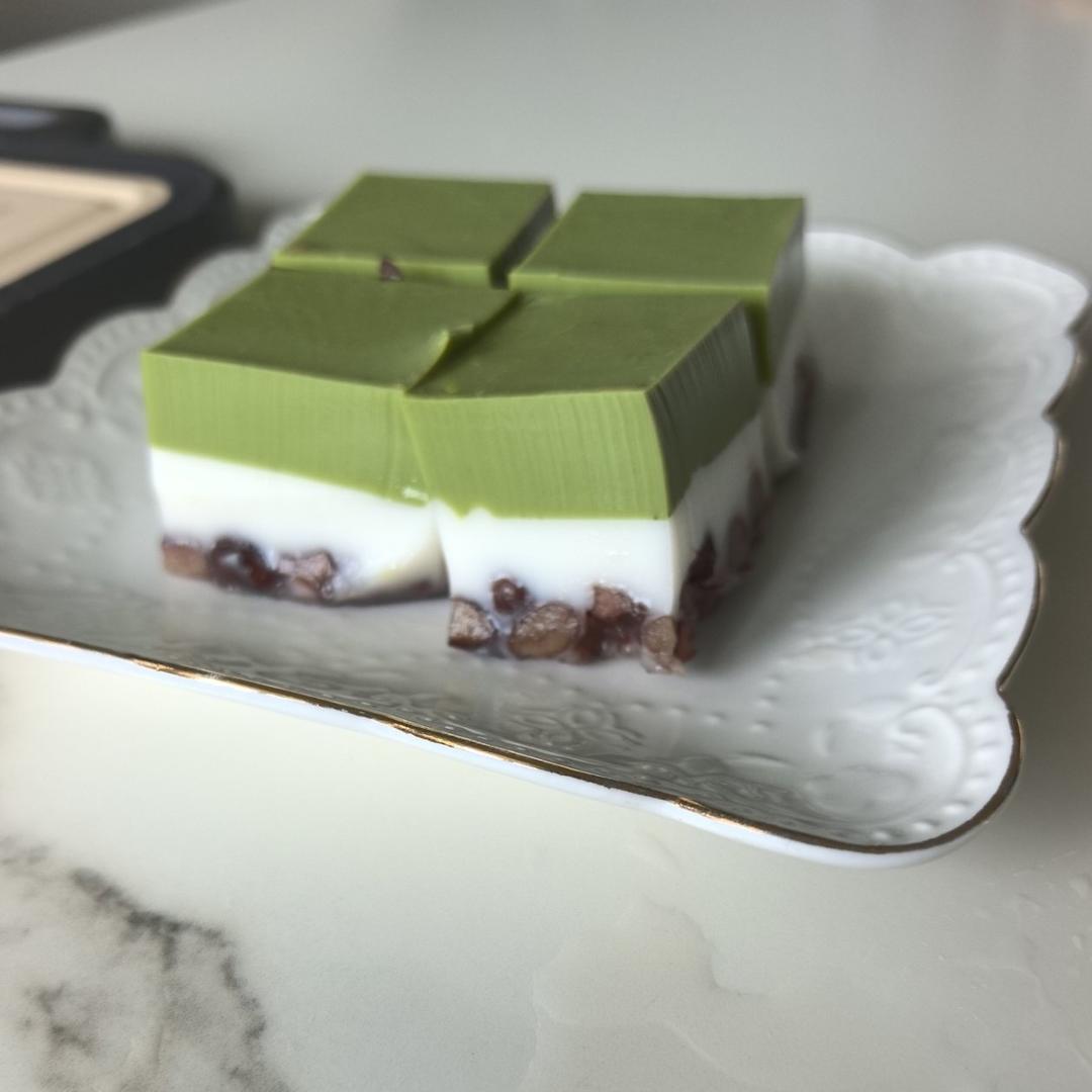 入口即化❗️好看又好吃的抹茶红豆奶糕