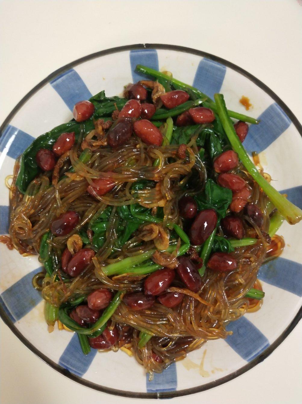营养导向烹调 老醋菠菜粉丝拌烤花生