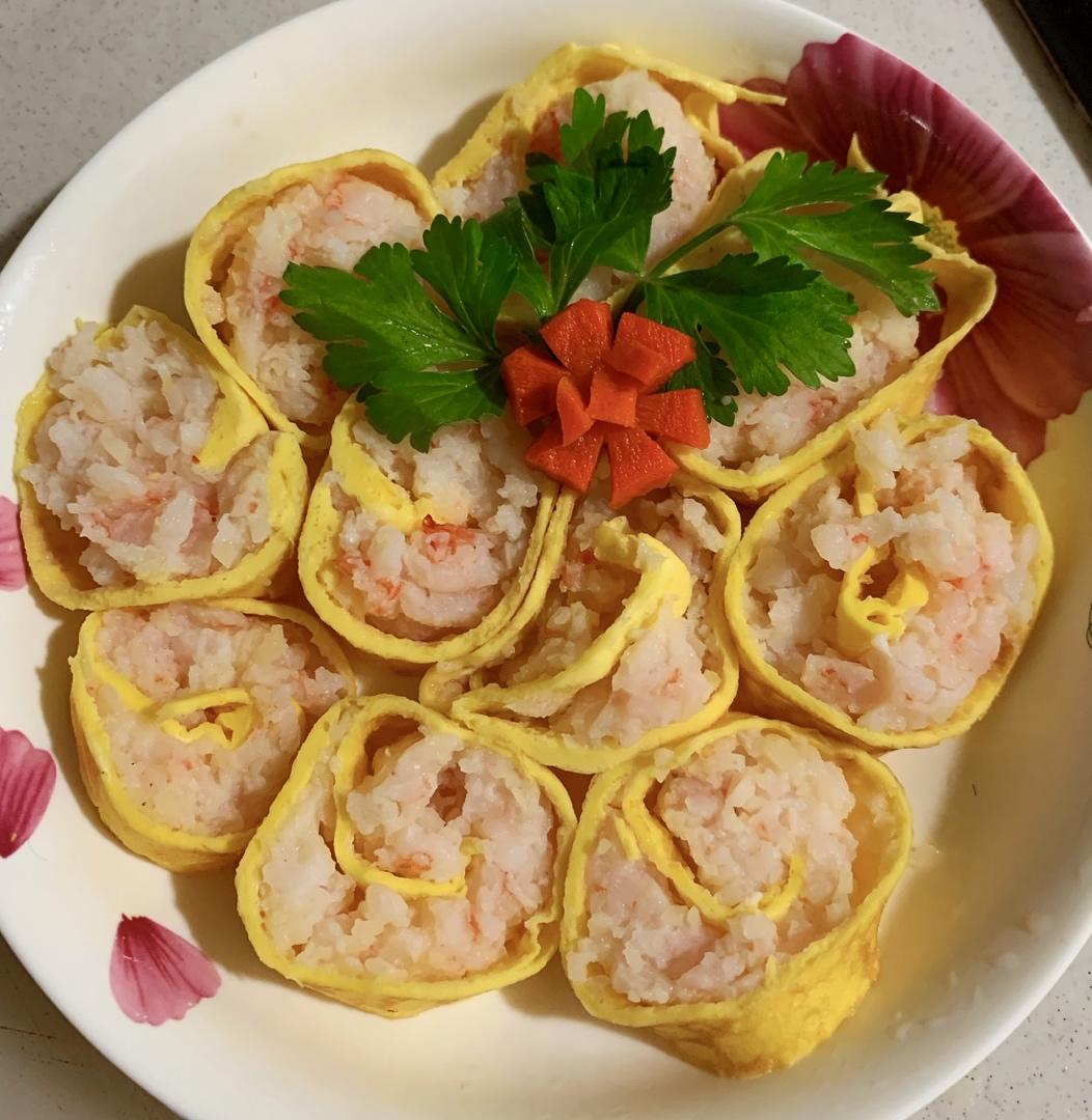蛋皮马蹄虾卷