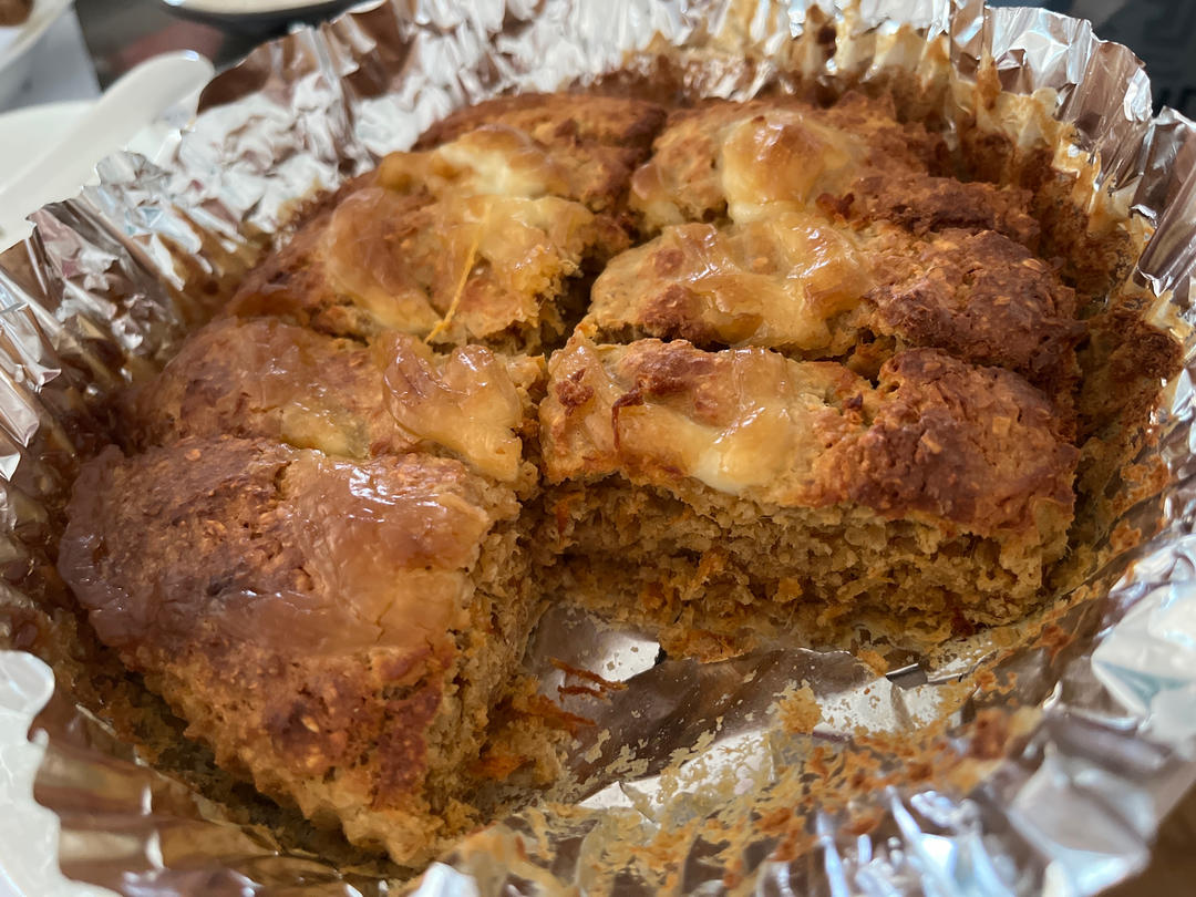 香葱肉松燕麦蛋糕｜无糖无油无面粉｜香到爆炸