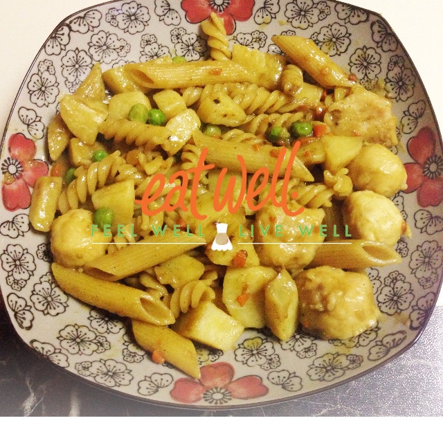 咖喱鱼蛋意面