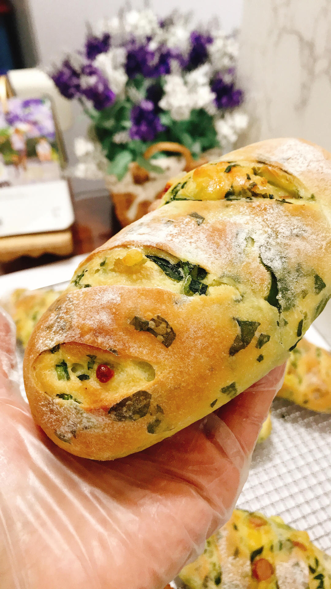 菠菜芝士咸面包
