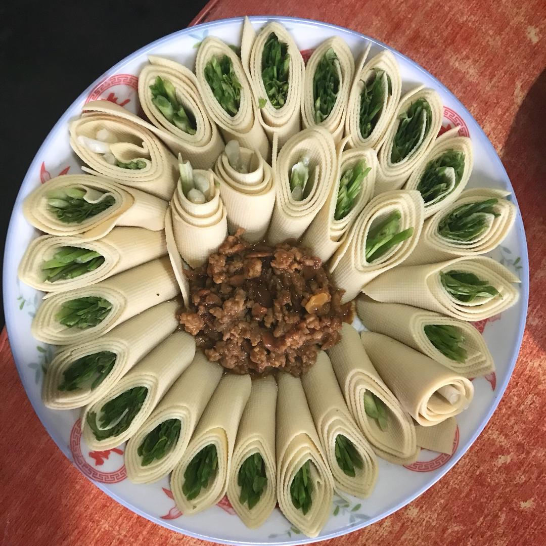 肉酱干豆腐卷(心花怒放)