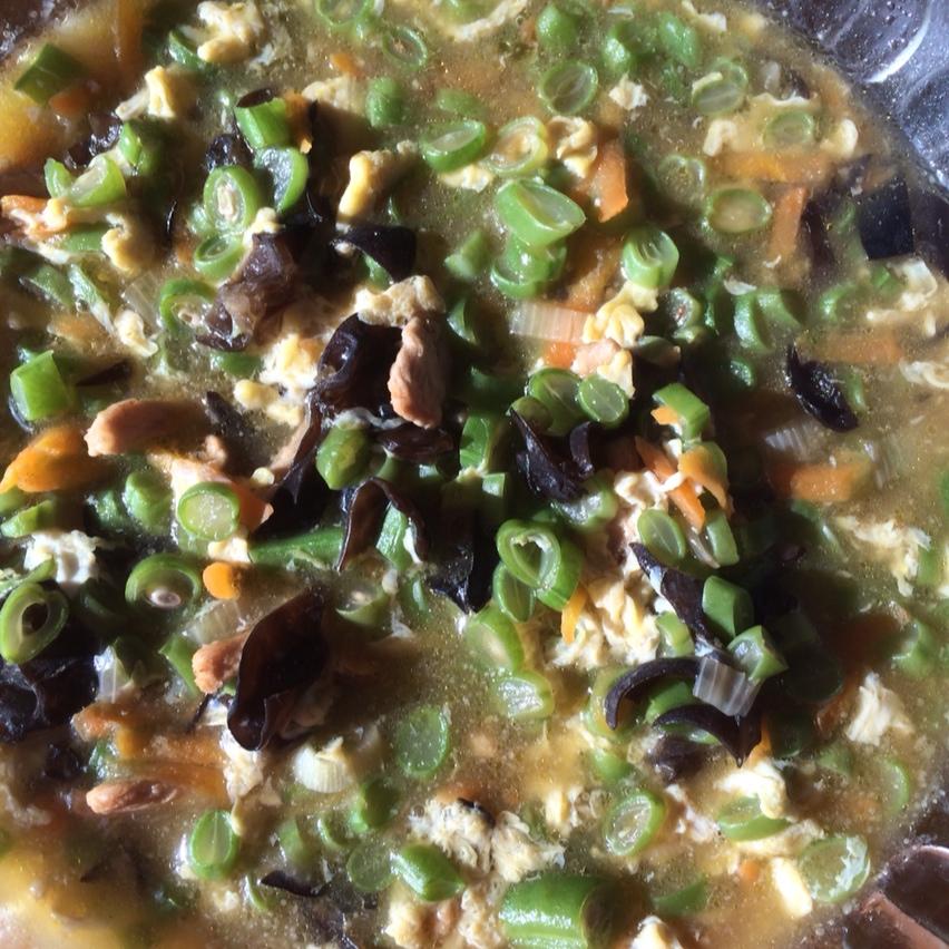 豆角肉丝面筋打卤面