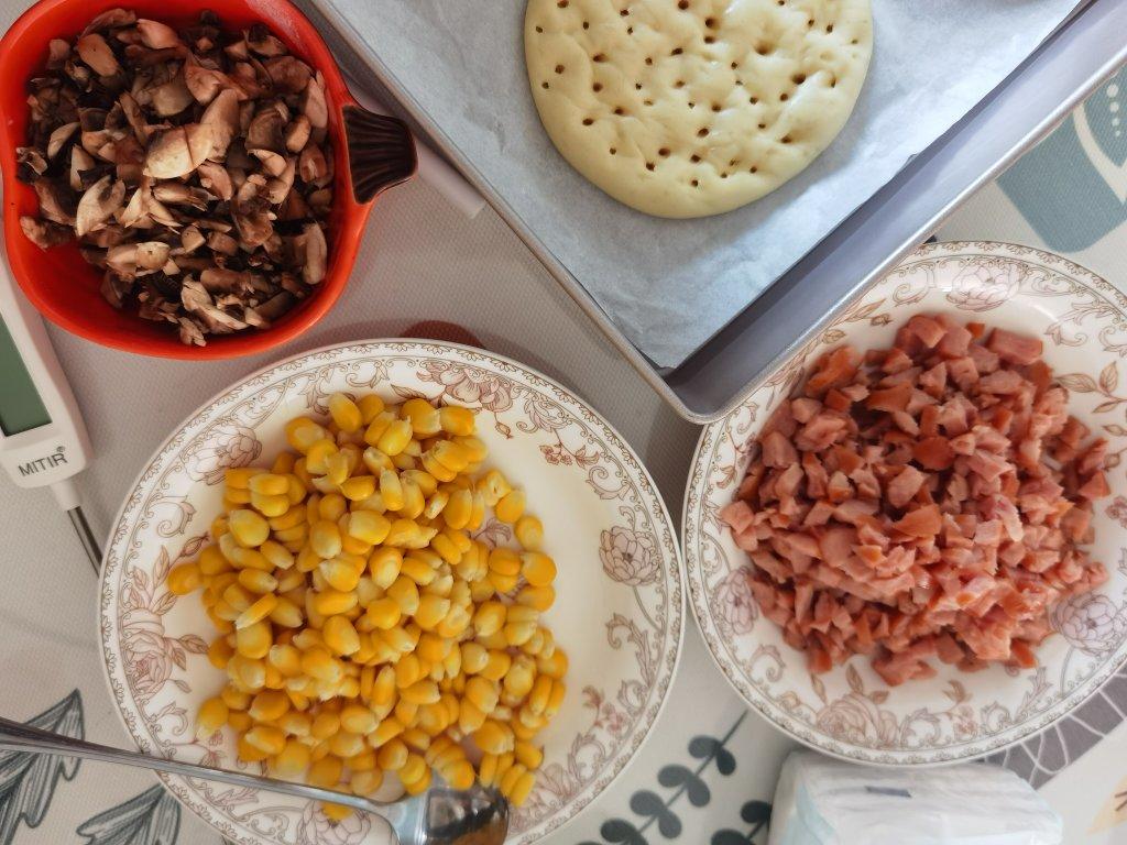 🍕快手简单｜一次发酵｜可可爱爱火腿披萨小面包｜学生早餐