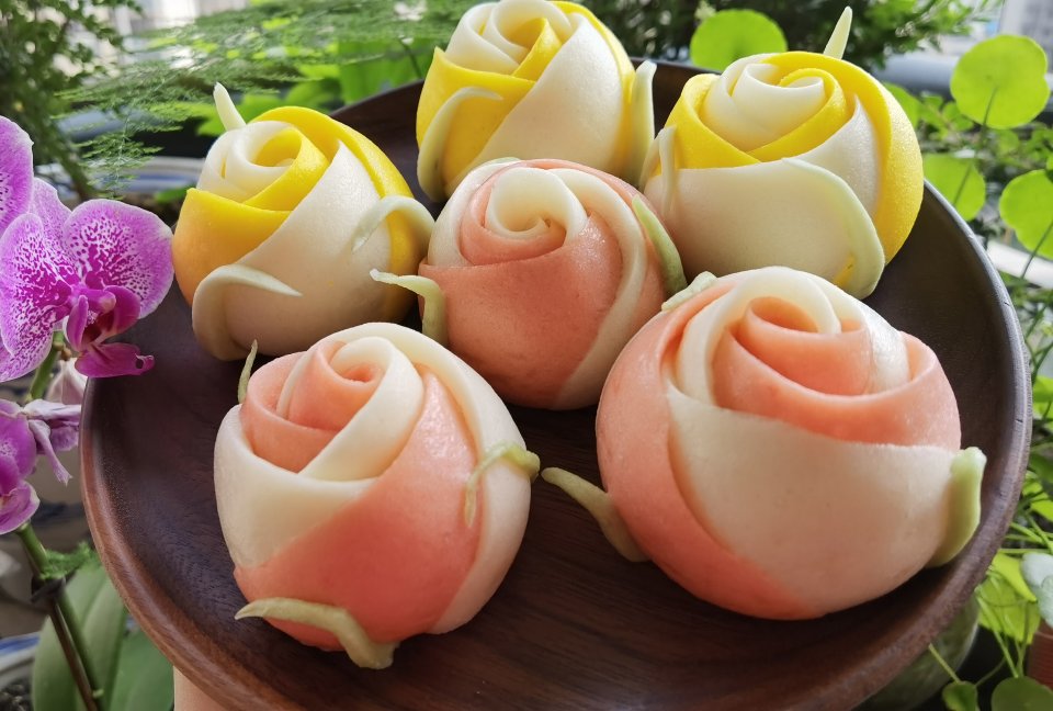 发酵面团-玫瑰花馒头原来这么简单