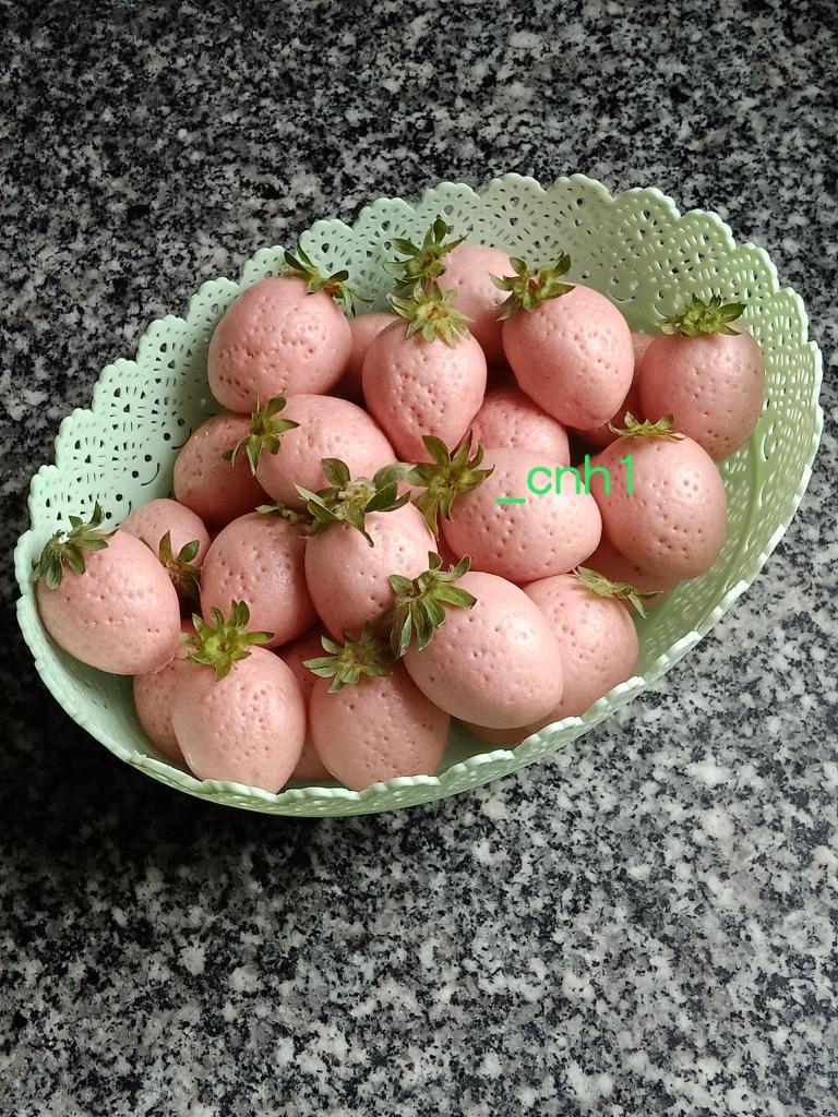 快手草莓味🍓馒头 *花儿馒头105的做法