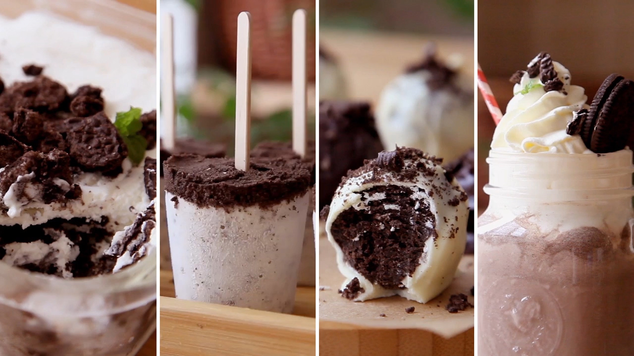 奥利奥芝士冰淇淋/松露巧克力/奶昔/盒子蛋糕(含视频)的做法