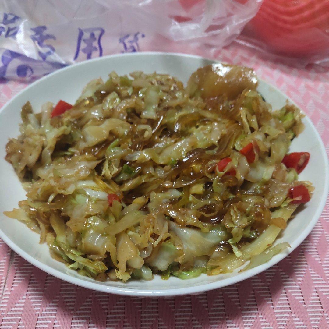 肉末圆白菜（甘蓝菜）炒粉丝【妞的食记】