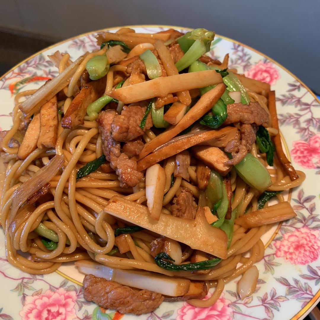 青菜肉丝炒面
