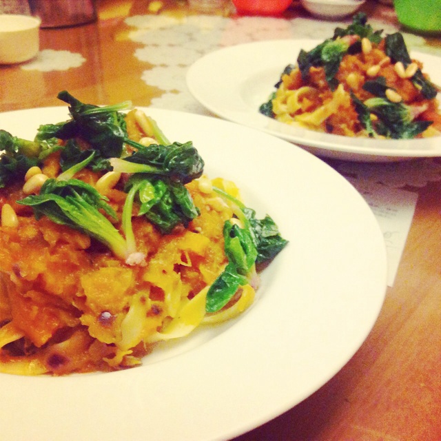 Pumpkin Spinach Pasta 菠菜南瓜意面