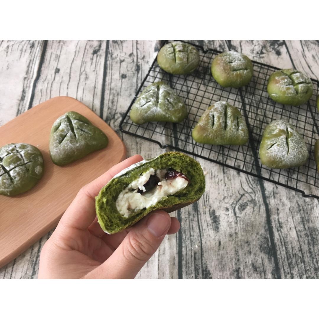 抹茶红豆软面包
