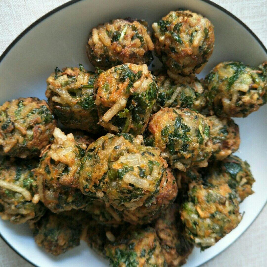 碧海苍松做的胡萝卜香菜素丸子