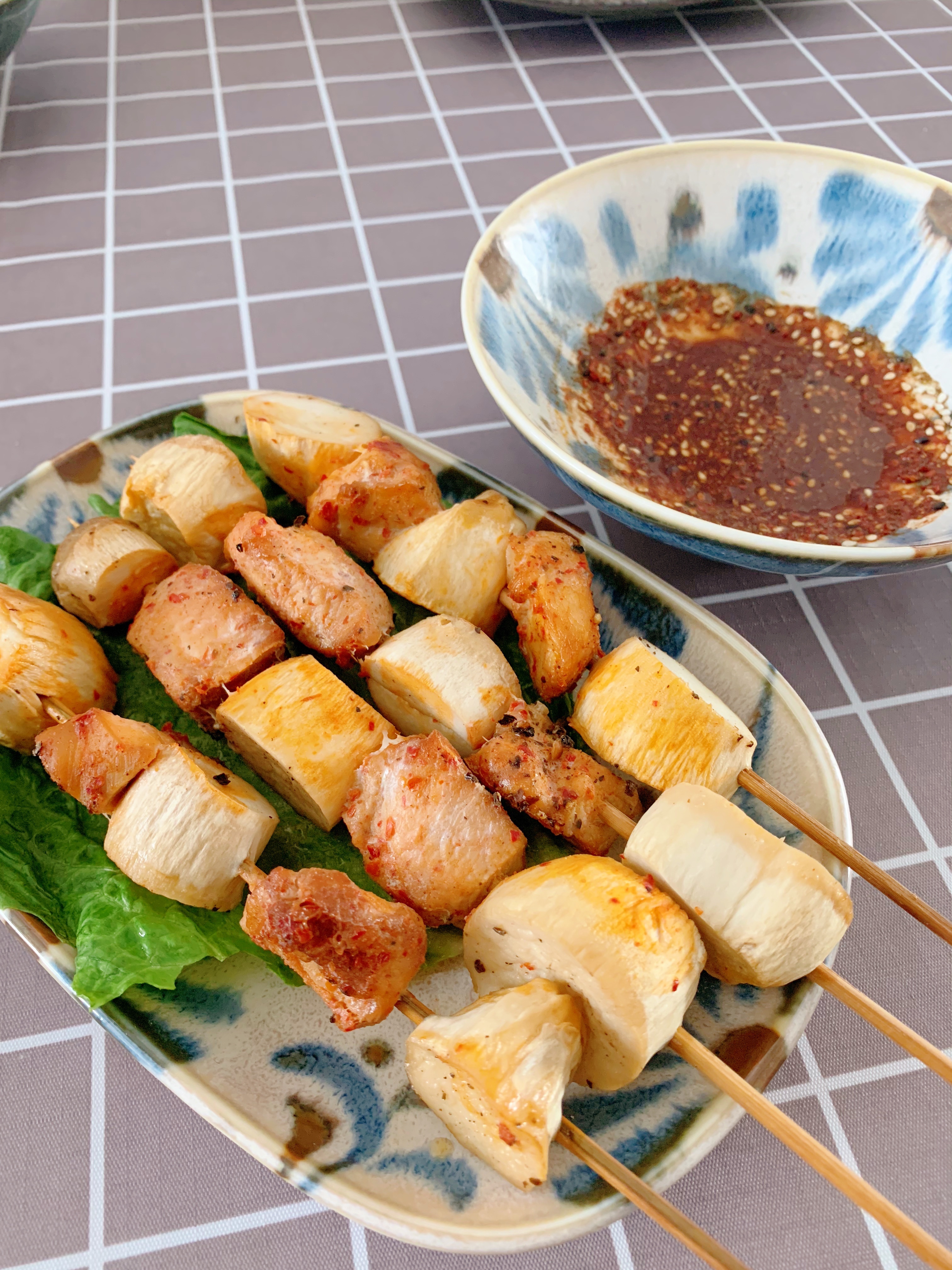 鸡胸肉做法—鸡胸&杏鲍菇烤串（减脂餐告别水煮）的做法