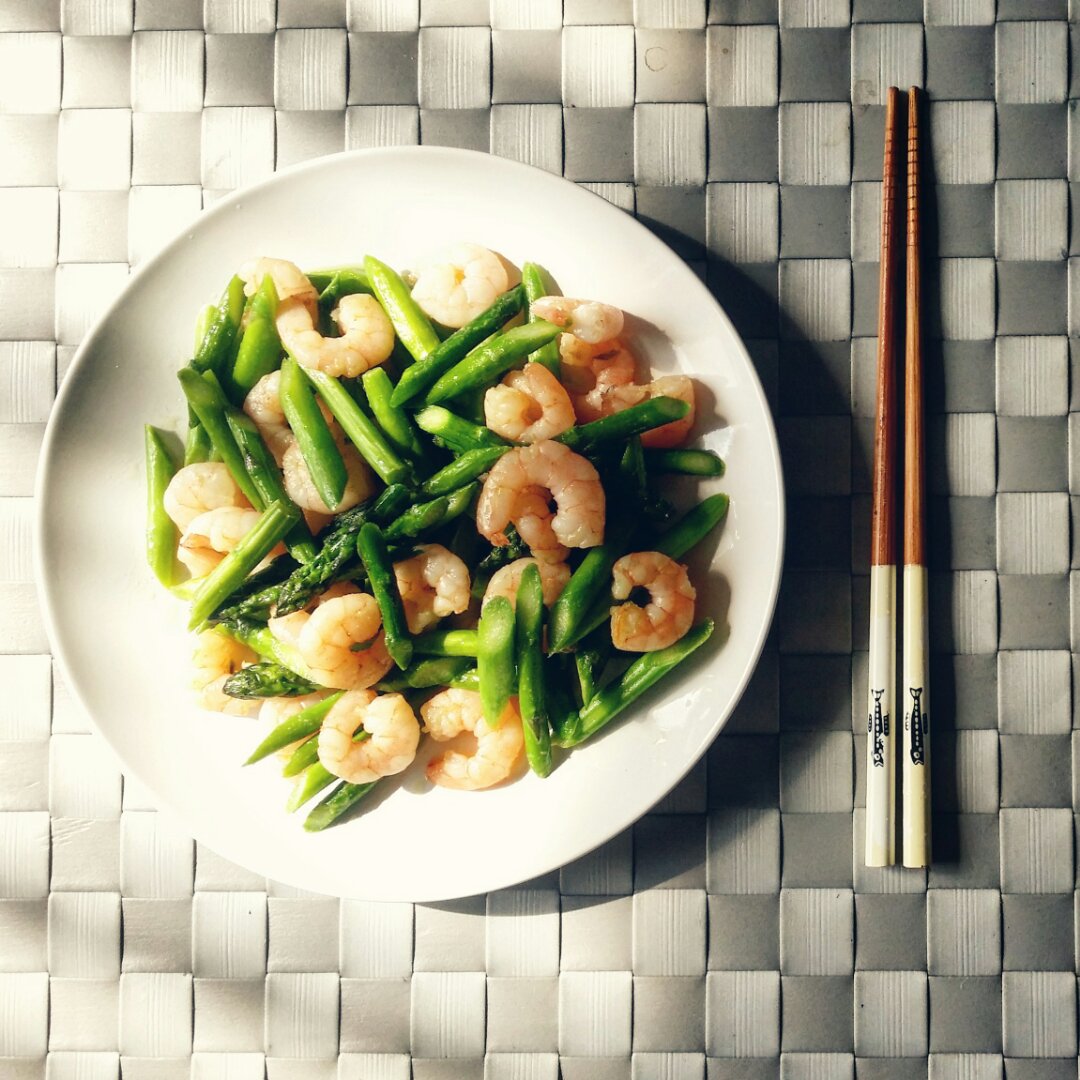 清炒芦笋虾仁