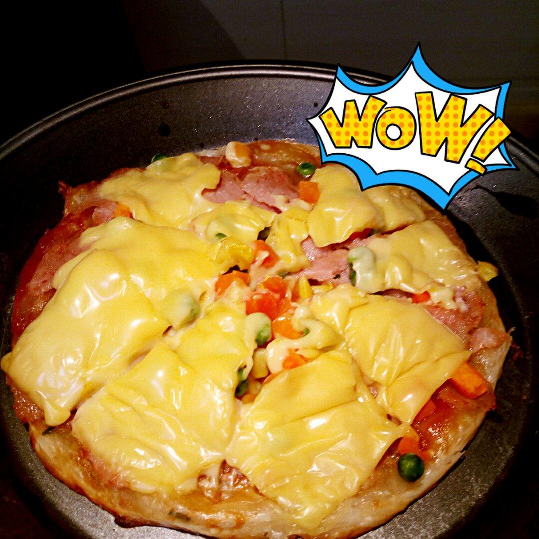 旺仔小胖胖做的飞饼版披萨