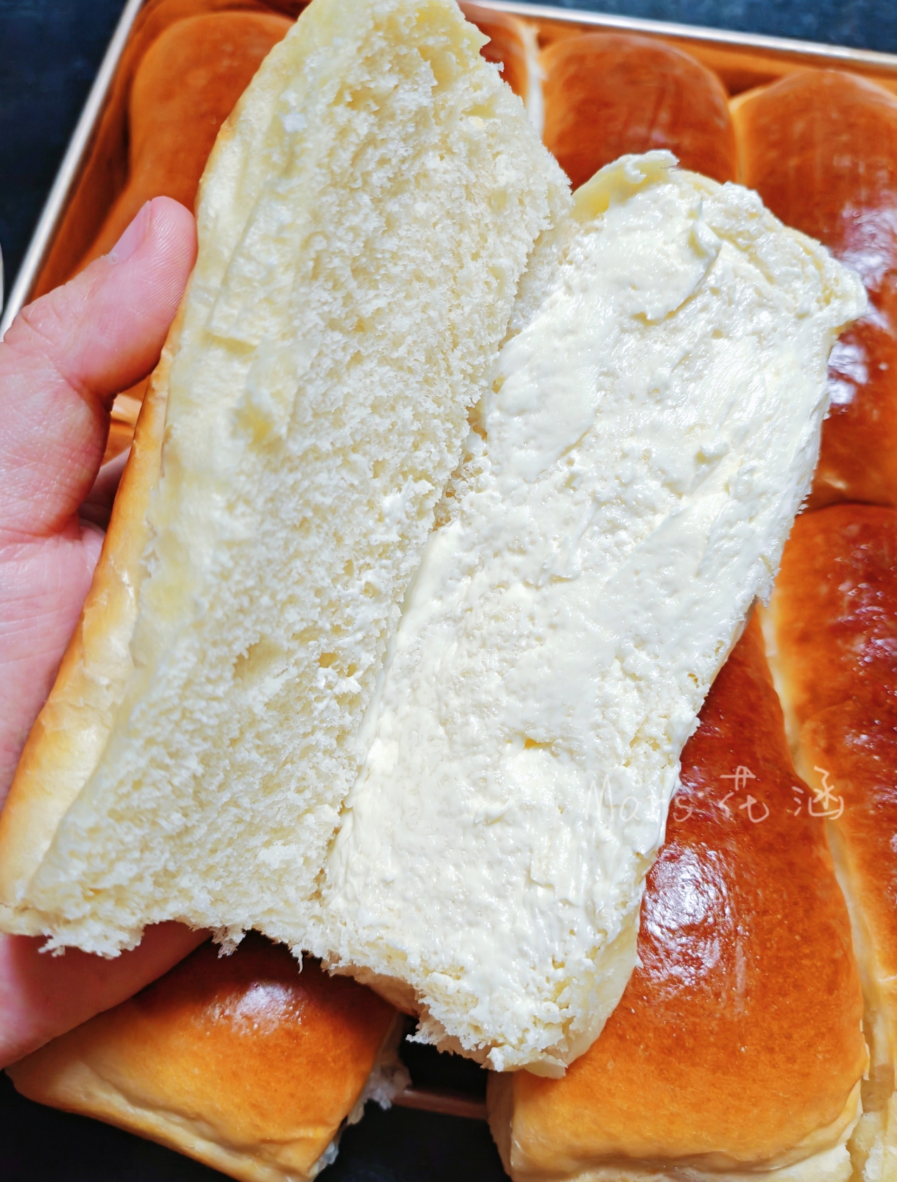 老奶油面包（咸奶油老式）面包机揉面 轻松出手套膜的做法 步骤9