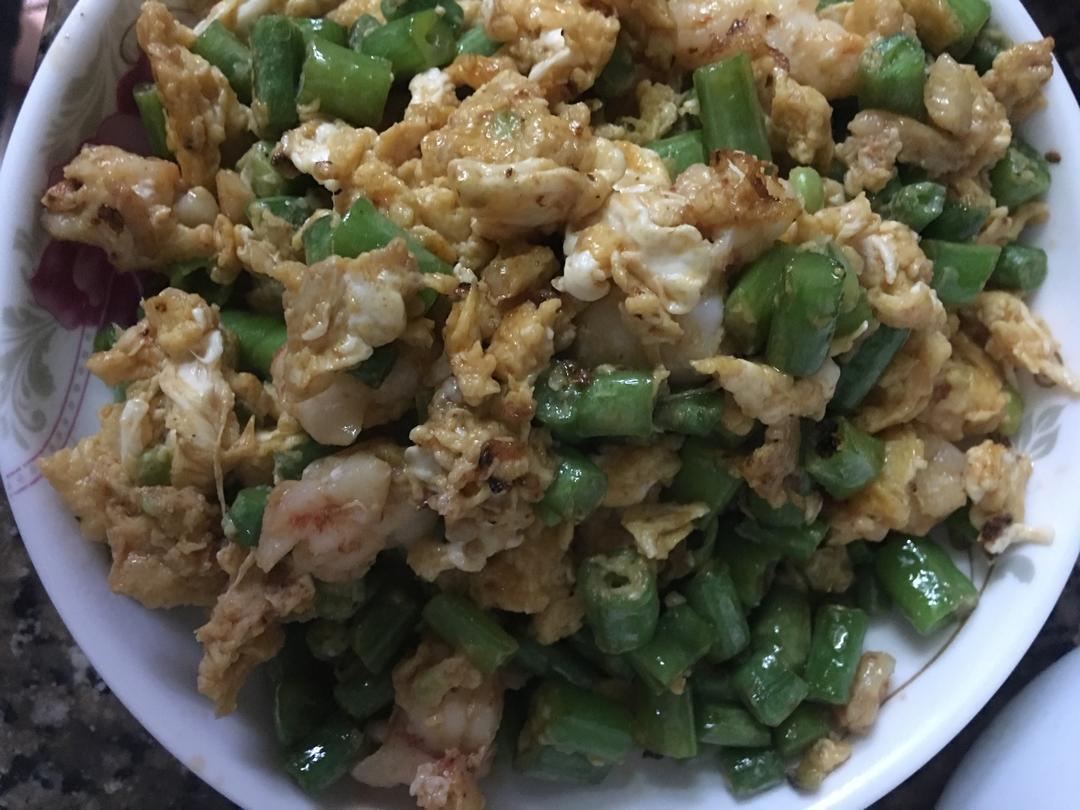 虾仁豆角粒炒蛋