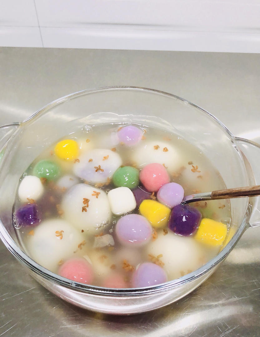 【粉彩色汤圆】天然色素四色汤团贺元宵