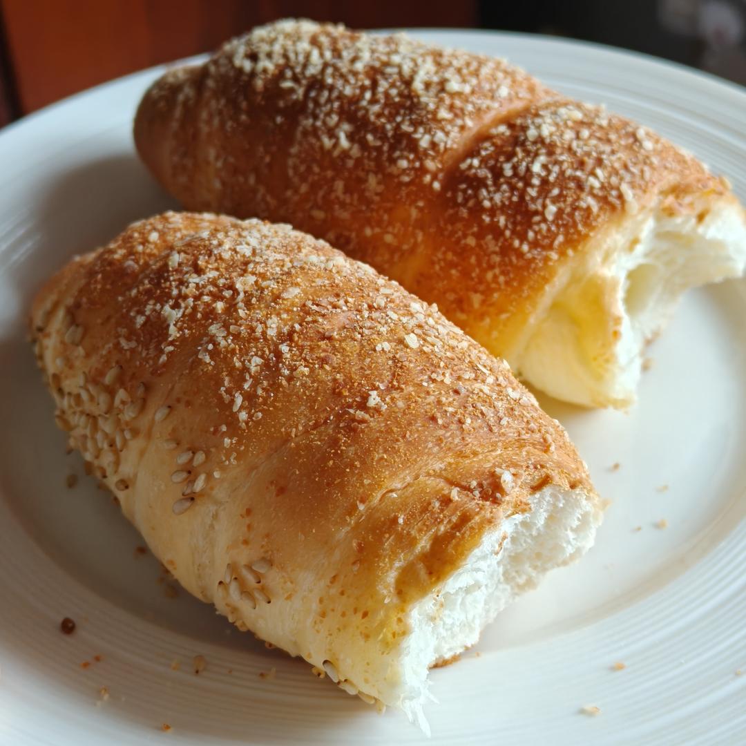 黄金芝士芝麻日式海盐面包卷｜双倍香浓｜咸口