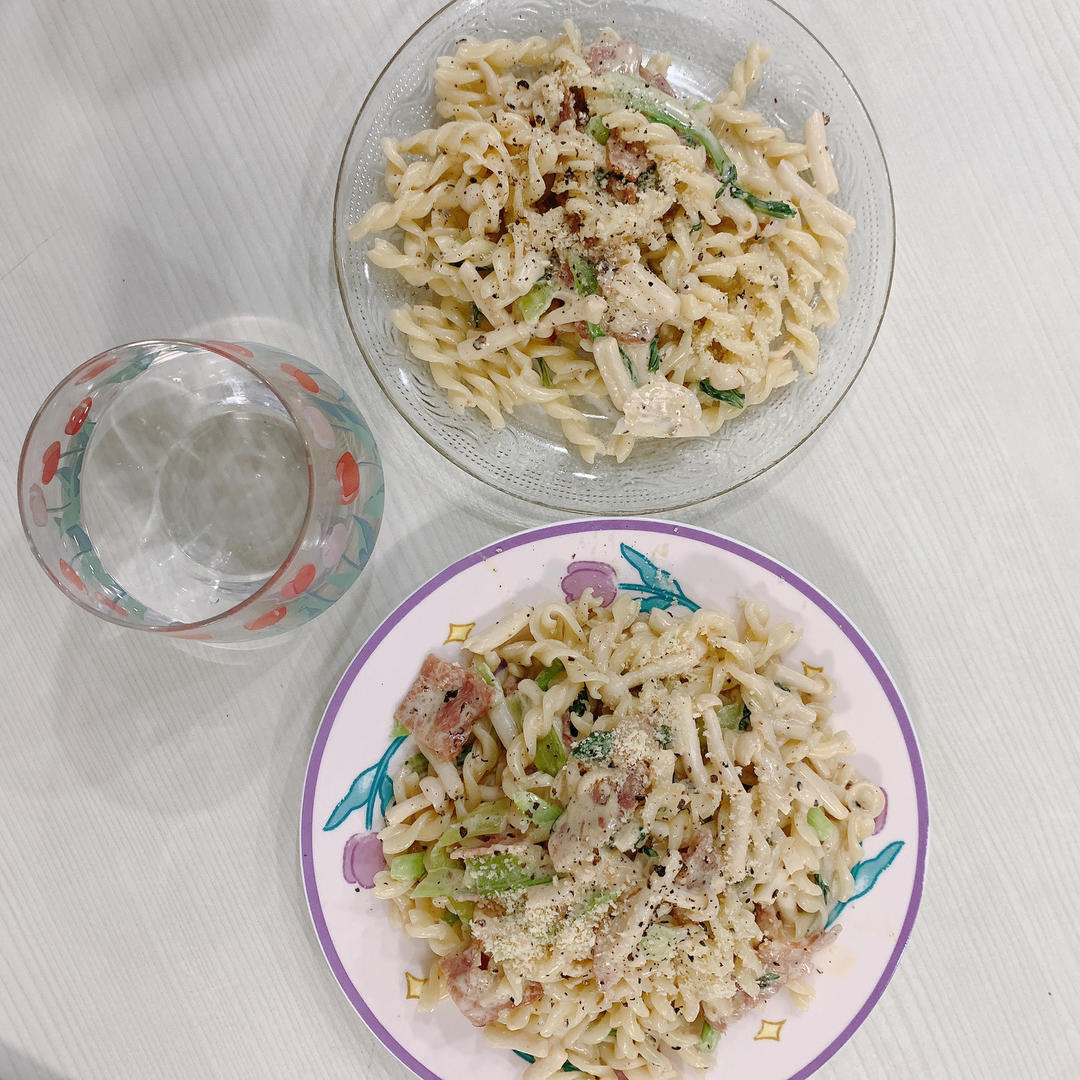 奶油蘑菇培根意大利面