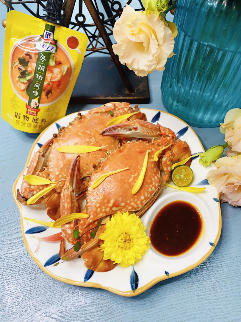 小白也能做的超快手异域风味海鲜——香茅蒸花蟹➕冬阴功酱