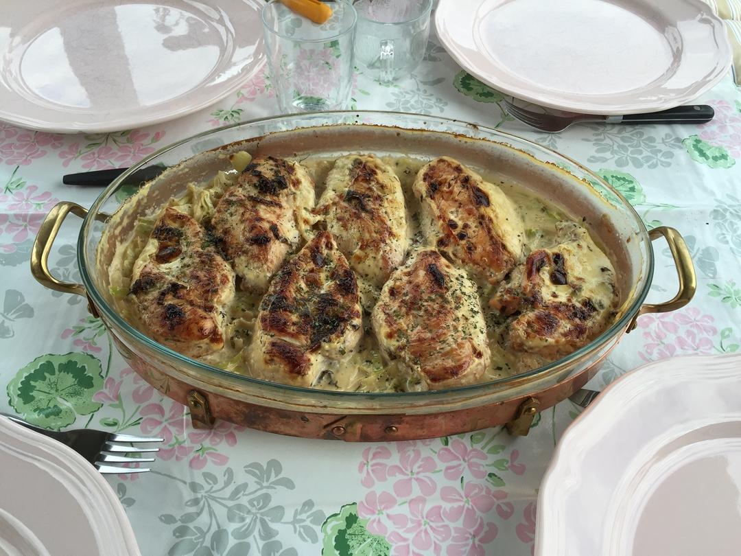 奶油炖烤鸡胸肉