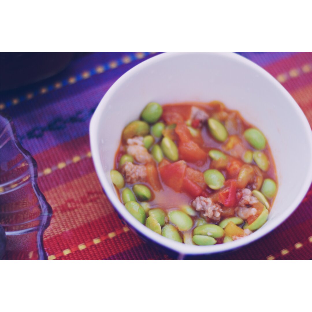 肉末番茄烧毛豆