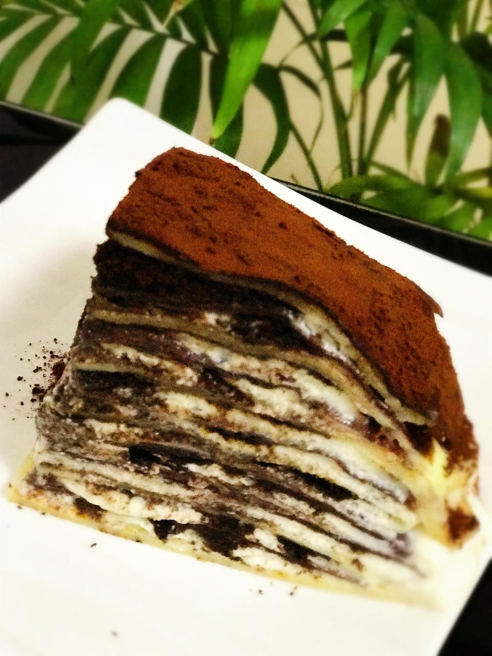 雨浥轻尘47cx做的奥利奥双色千层蛋糕