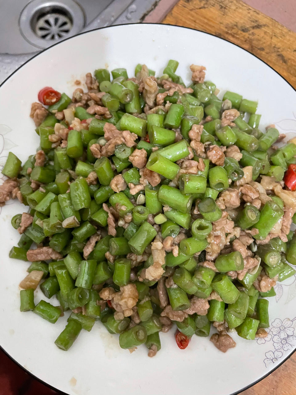 肉沫豆角下饭菜