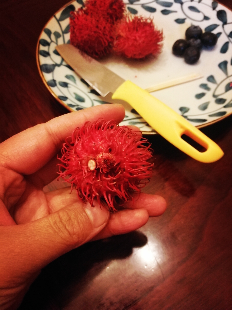红毛丹小刺猬摘果果水果拼盘的做法 步骤2