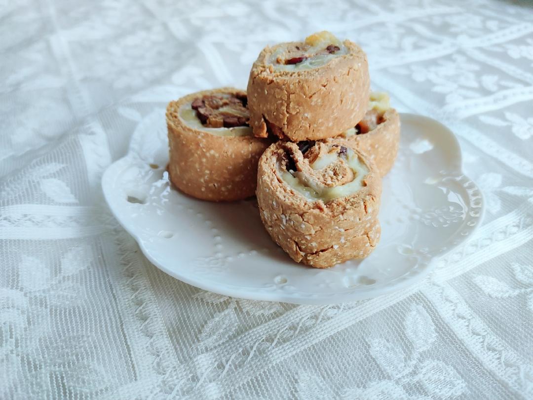 【北鼎烤箱食谱】+无油低卡红豆黄豆粉司康卷