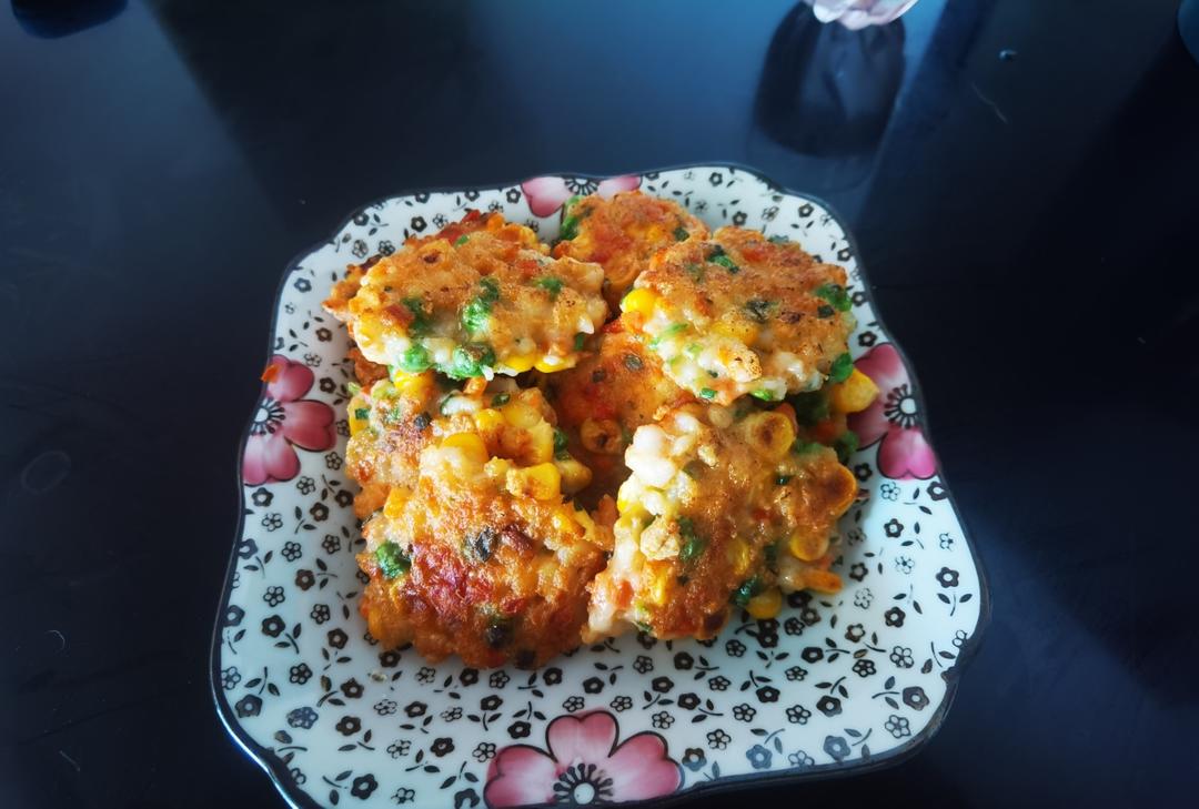 【女儿极力推荐】虾饼颗粒感玉米粒胡萝卜丁早餐搭档满口虾肉健身减脂蛋白质