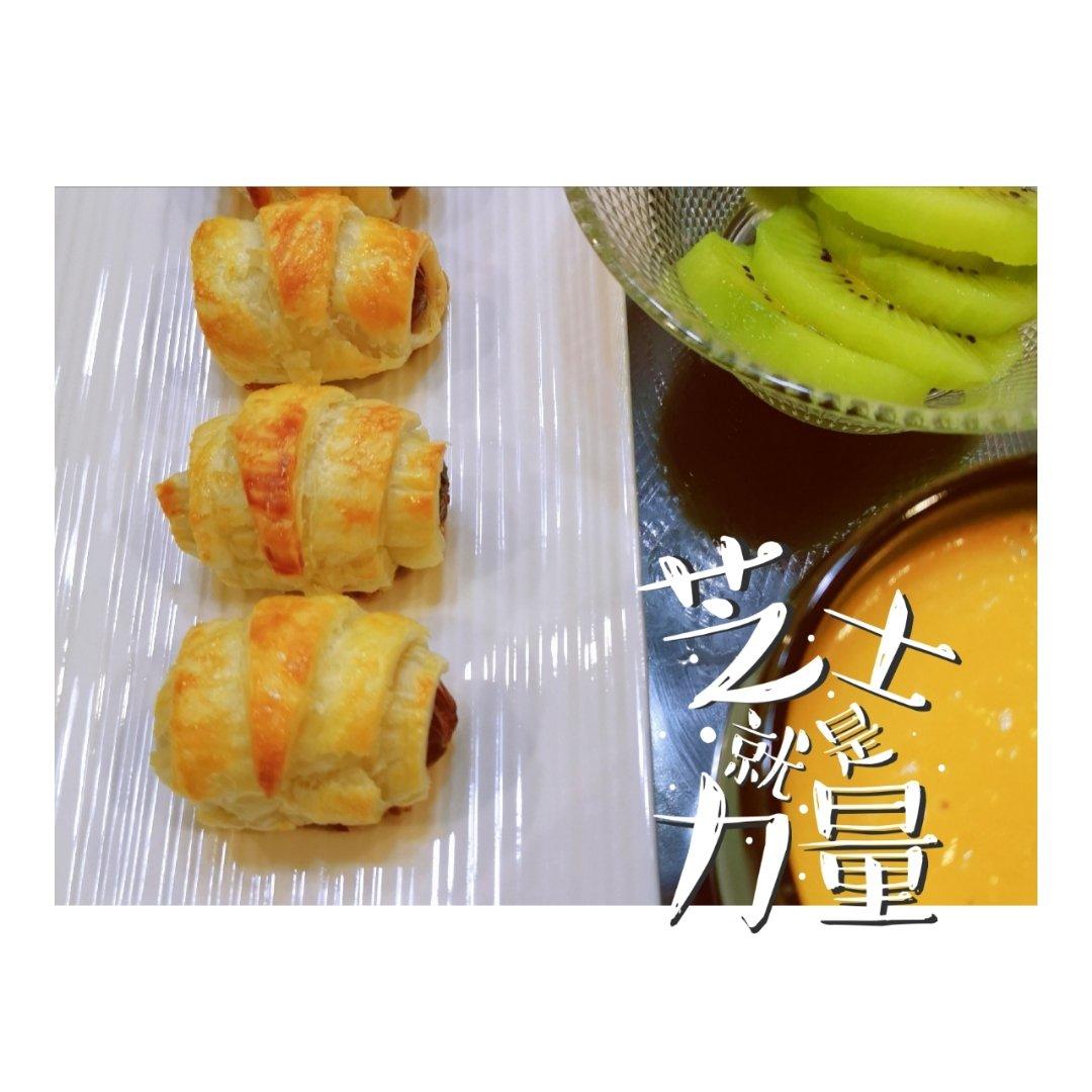 快手早餐：手抓饼变可颂面包（空气炸锅）