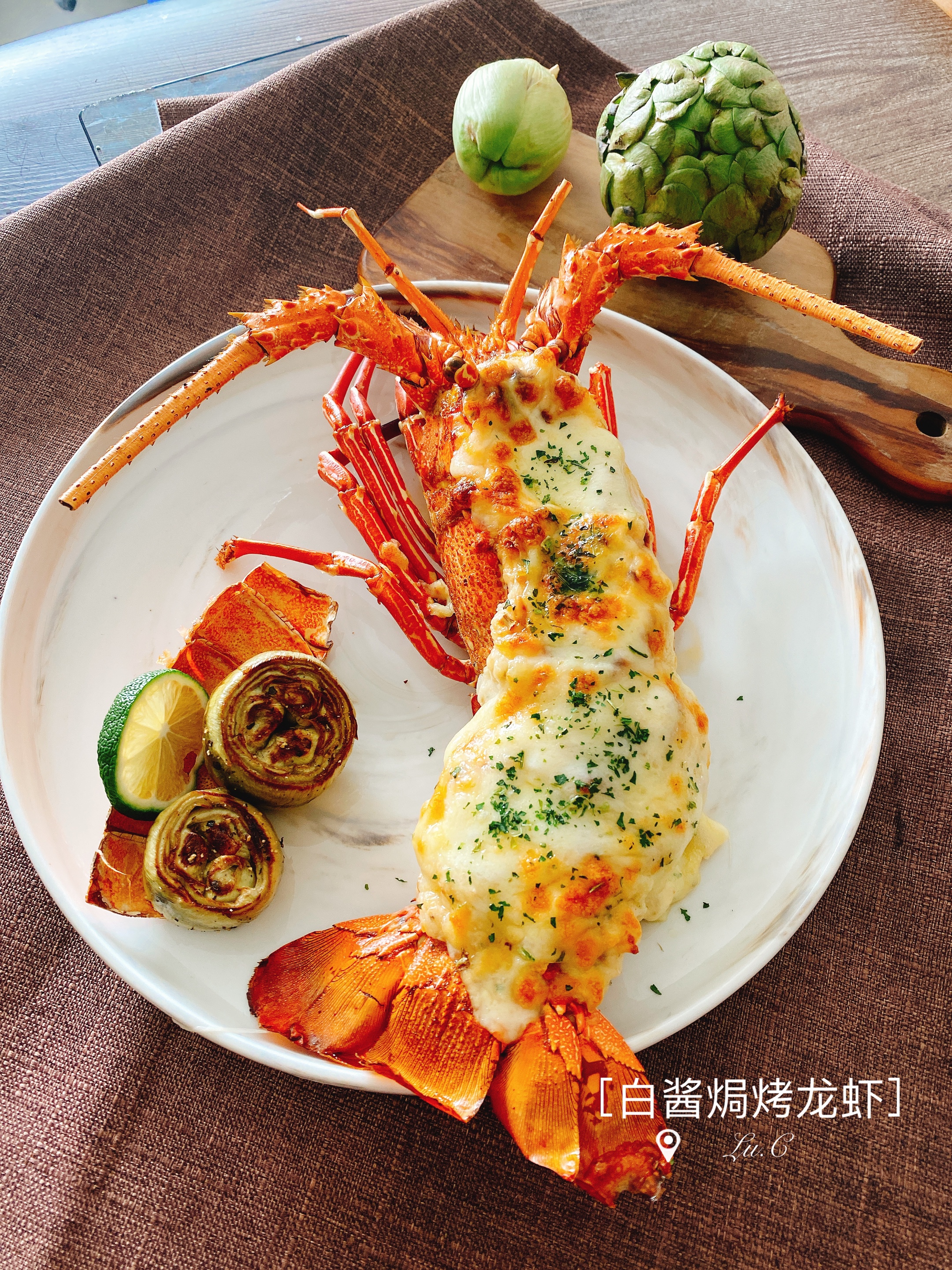🦞《龙虾、野生青龙料理》🦞芝士白酱焗烤龙虾🧀芝士好好味😋简单好上手的烤箱菜🤙🏻