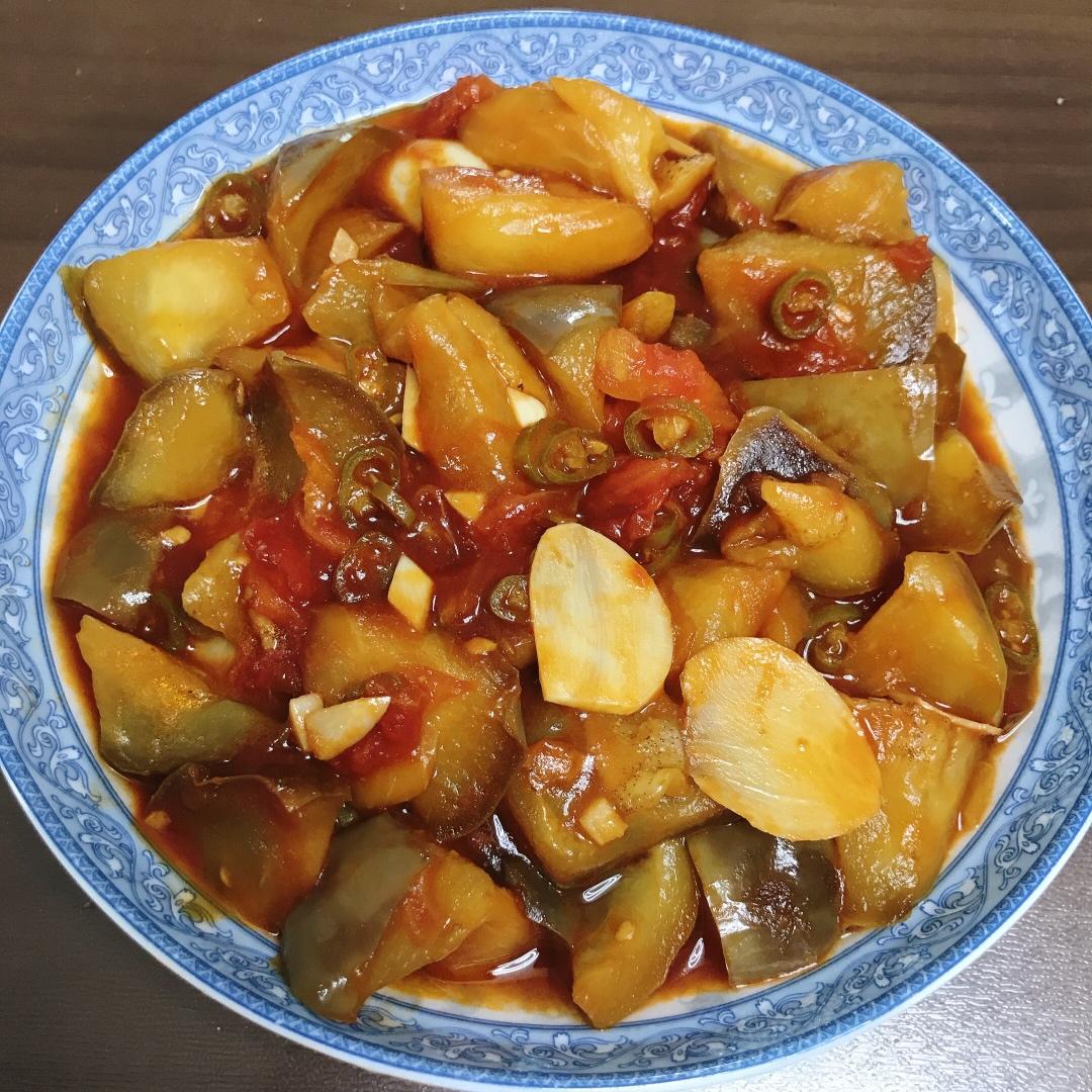 5分钟快手下饭菜#番茄炒茄子🍅番茄家族