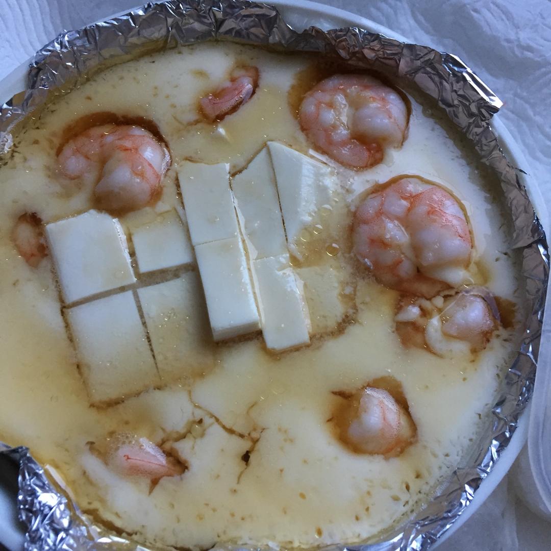 虾仁豆腐蒸水蛋