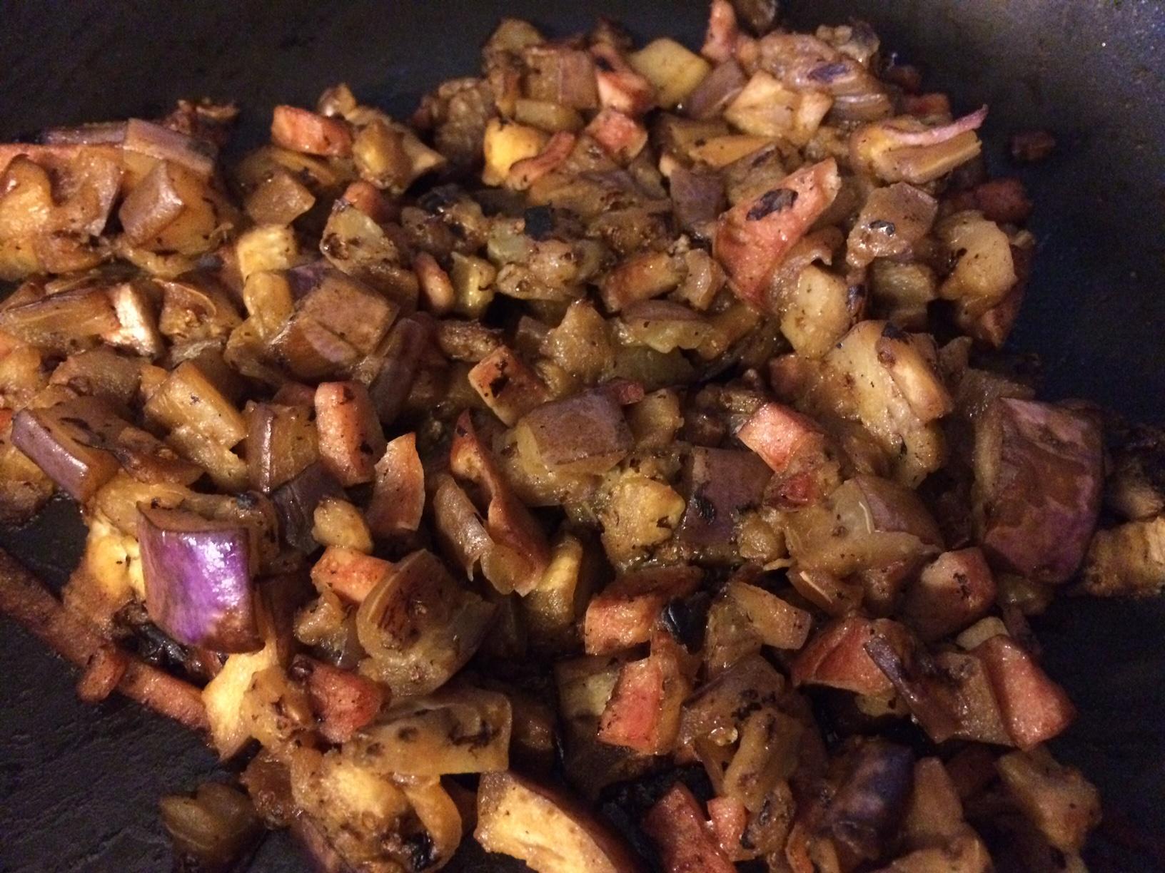 不用米的茄子火腿盖“饭”～减肥又美味的做法 步骤4