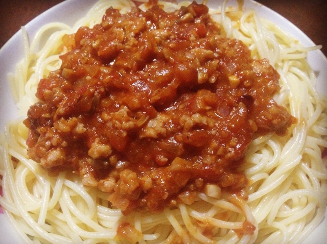 蕃茄蘑菇肉酱意大利面