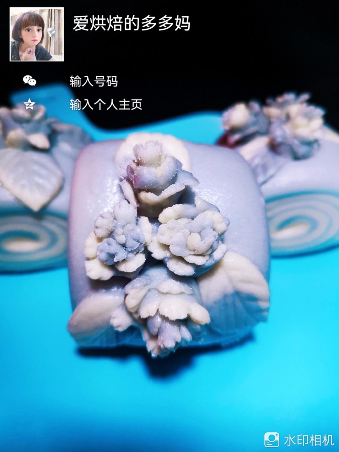 原创.青花瓷牡丹花馒头